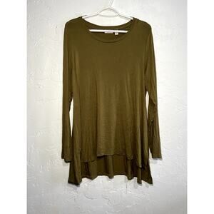 Logo Layers‎ green tunic long sleeve shirt womens large lagenlook cottagecore